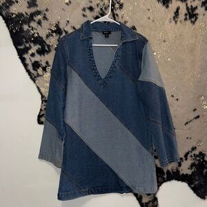 Nasty Gal Blue Denim V-Neck Top